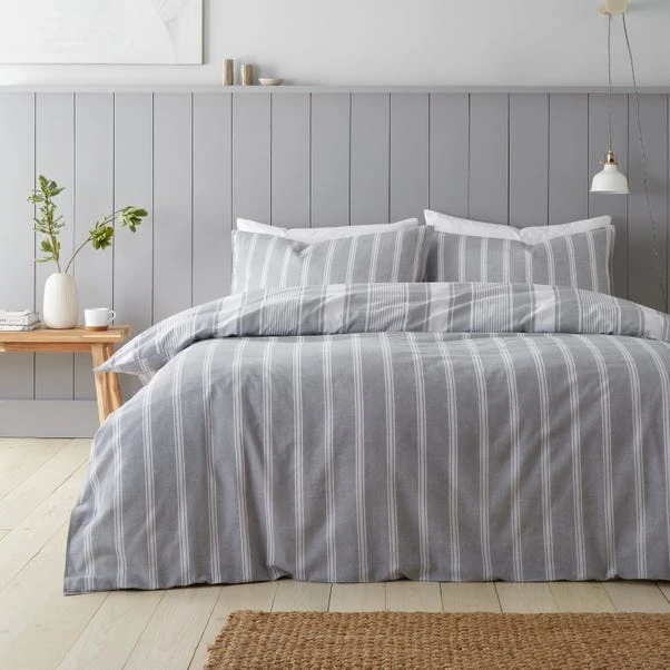 Bianca Ticking Stripe Brushed Cotton Duvet Cover And Pillowcase Set 17 Bianca Ticking Stripe Brushed Cotton Duvet Cover And Pillowcase Set - Image 15