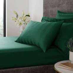 Hotel Cotton 230 Thread Count Stripe Fitted Sheet -furn Sale Store 30927089