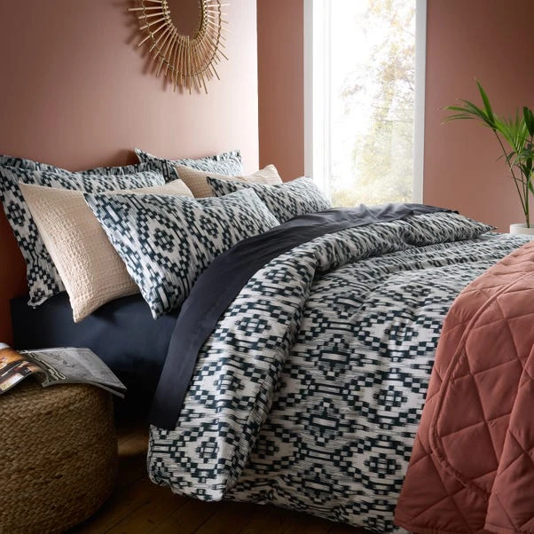 Syrah Ikat 100% Cotton Duvet Cover And Pillowcase Set 8 Syrah Ikat 100% Cotton Duvet Cover And Pillowcase Set - Image 6