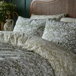 William Morris Strawberry Thief 100% Cotton Duvet Cover And Pillowcase Set -furn Sale Store 30938976 alt01