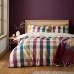 Catherine Lansfield Autumn Check Duvet Cover And Pillowcase Set -furn Sale Store 30942933