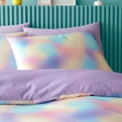 Iridescent Satin Reversible Duvet Cover And Pillowcase Set -furn Sale Store 30945427 alt01