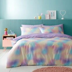 Iridescent Satin Reversible Duvet Cover And Pillowcase Set -furn Sale Store 30945429