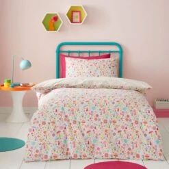 Zingy Mushroom Reversible Duvet Cover And Pillowcase Set