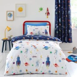 Space 100% Cotton Reversible Duvet Cover And Pillowcase Set -furn Sale Store 30957242 alt02