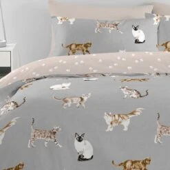 Cats Polycotton Duvet Cover & Pillowcase Set 18 Cats Polycotton Duvet Cover & Pillowcase Set -furn Sale Store 30963947 alt01