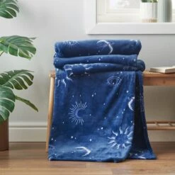 Sassy B Astrology Navy Fleece Throw 200cm X 240cm