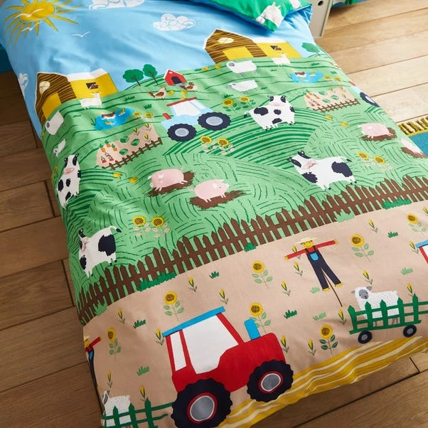 Catherine Lansfield Farmyard Animals Blue Reversible Duvet Cover And Pillowcase Set 6 Catherine Lansfield Farmyard Animals Blue Reversible Duvet Cover And Pillowcase Set - Image 4