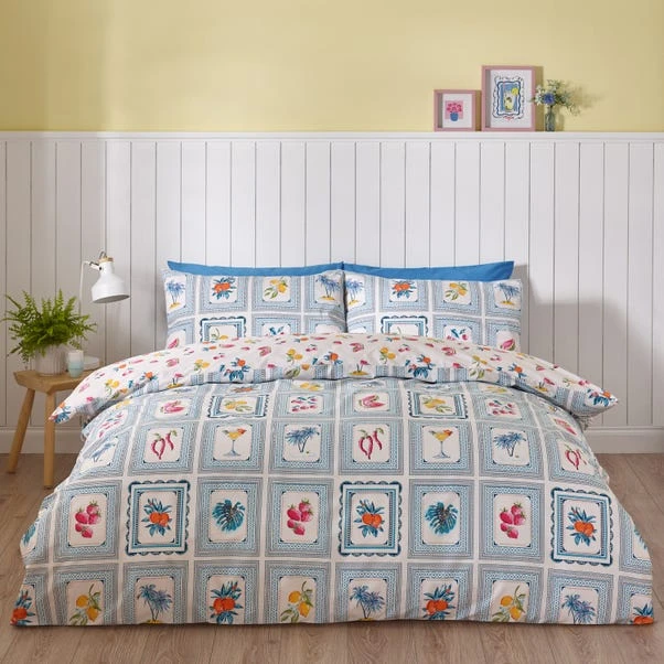 Catherine Lansfield Riviera Tiles Reversible Duvet Cover & Pillowcase Set 3 Catherine Lansfield Riviera Tiles Reversible Duvet Cover & Pillowcase Set
